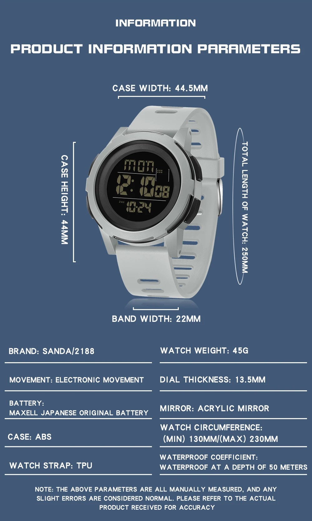 SANDA 2188 LED مقاوم للماء الرقمية الإلكترونية رجالي ساعات المعصم رقيقة جدا للصدمات ساعة رياضية للرجال العسكرية Reloj Hombre