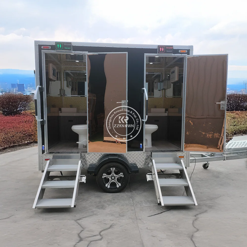 

2025 NEW Hot Sale 4 Stalls Restroom Toilets With Shower Outdoor Bathroom Trailer Toilet Mobile Portable Toilet Trailer