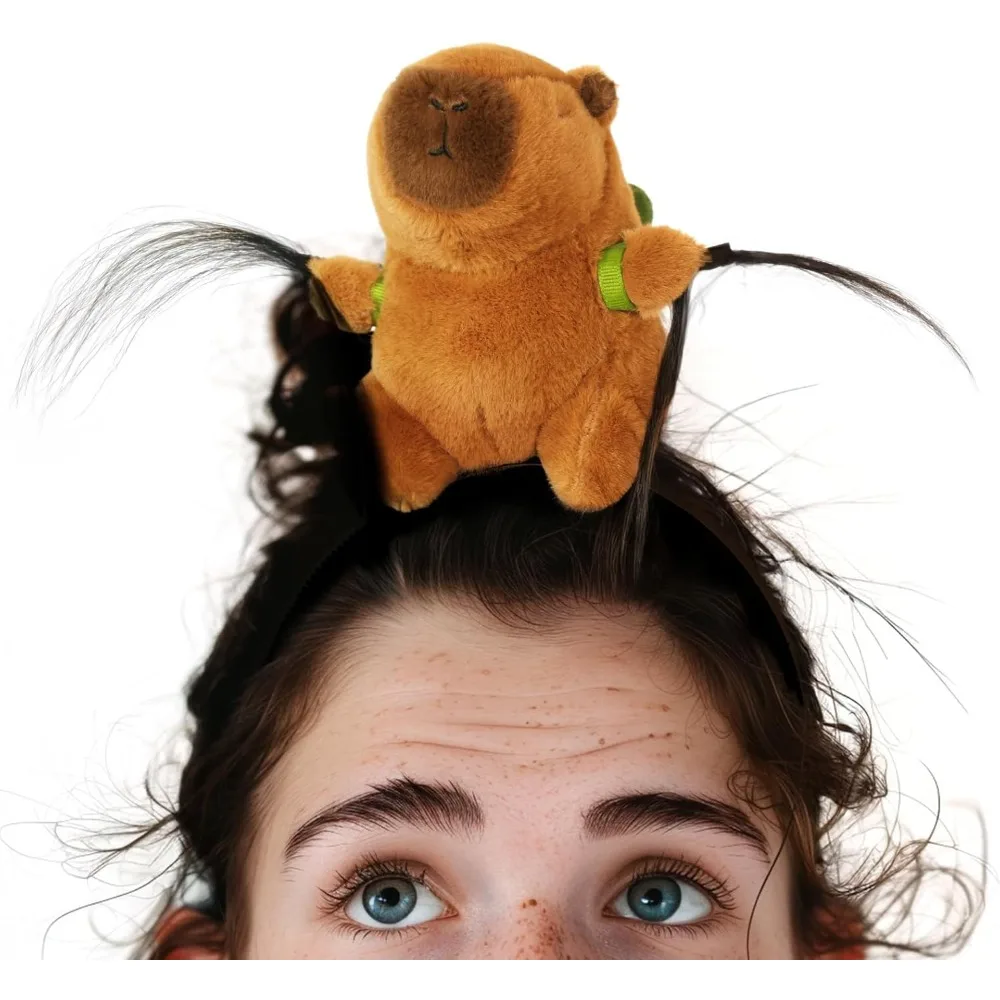 

UQJE Повязка на голову с капибарой, забавная мягкая повязка для волос с капибарой, милая плюшевая заколка для волос, аксессуары для головных уборов
