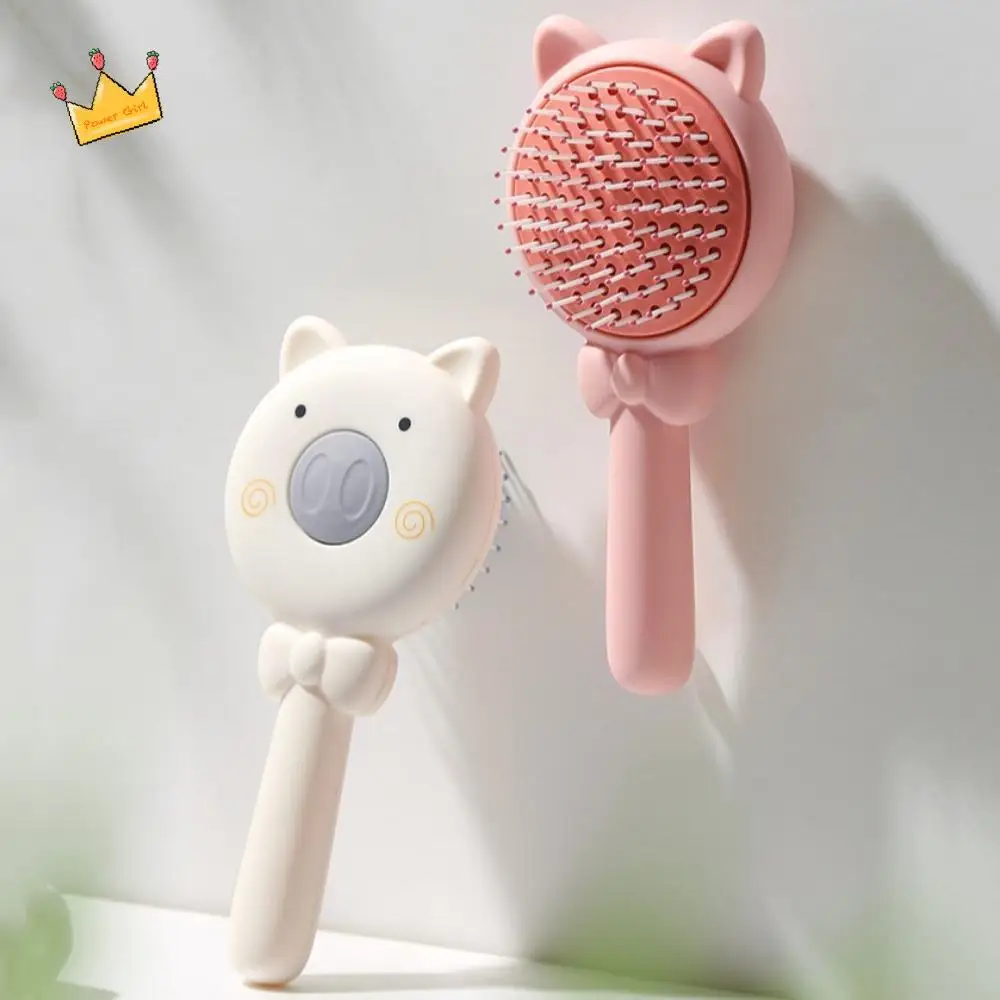 

Cartoon Pig Air Cushion Hair Comb Automatic Cleanup Cute Massage Hair Brush Retractable Not Knotted Scalp Massage Comb