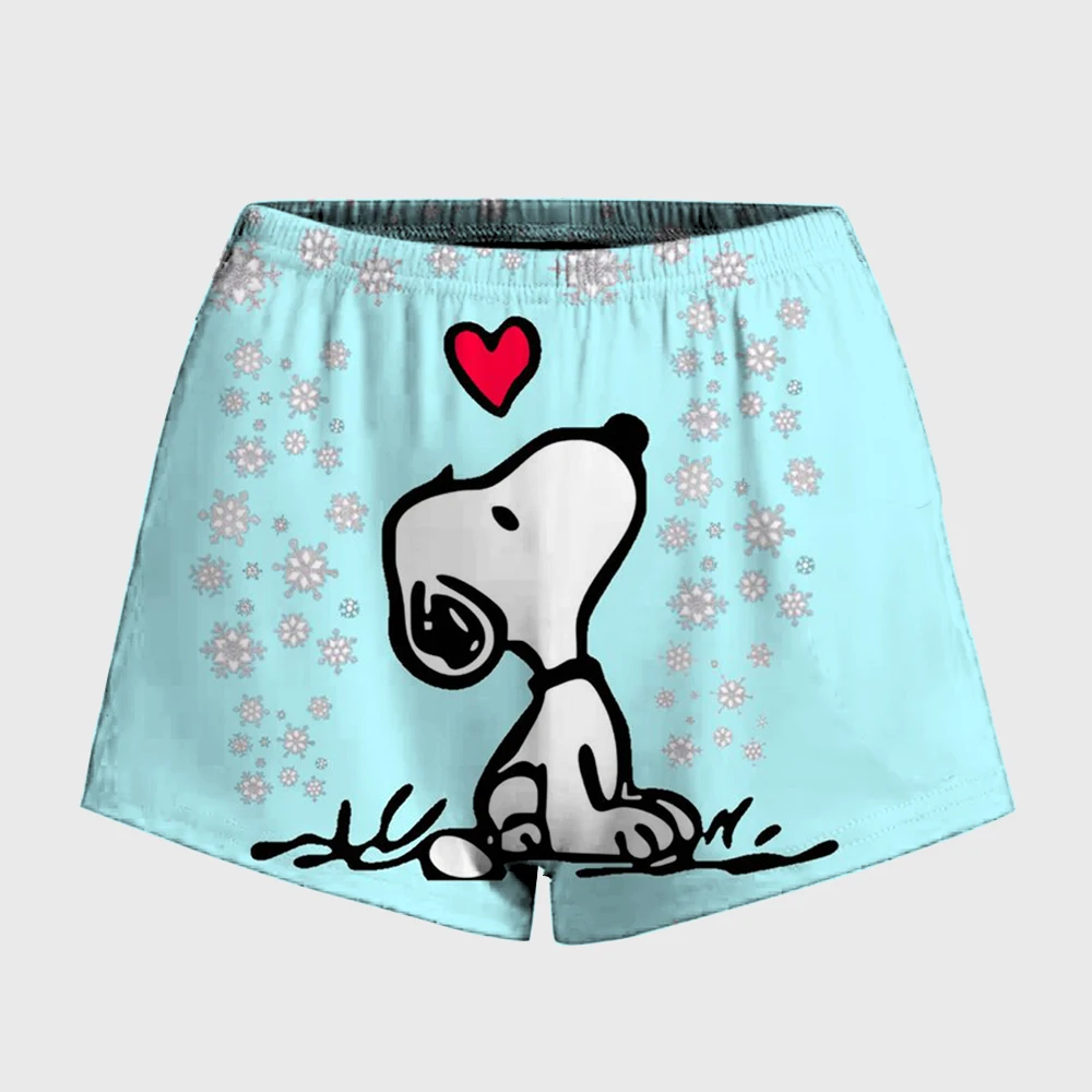 سنوبي الكرتون طباعة مستقيم السراويل امرأة الصيف مرونة الخصر Sweatshorts عادية الحلو لطيف القطن السراويل المنزل الملابس الداخلية Y2k