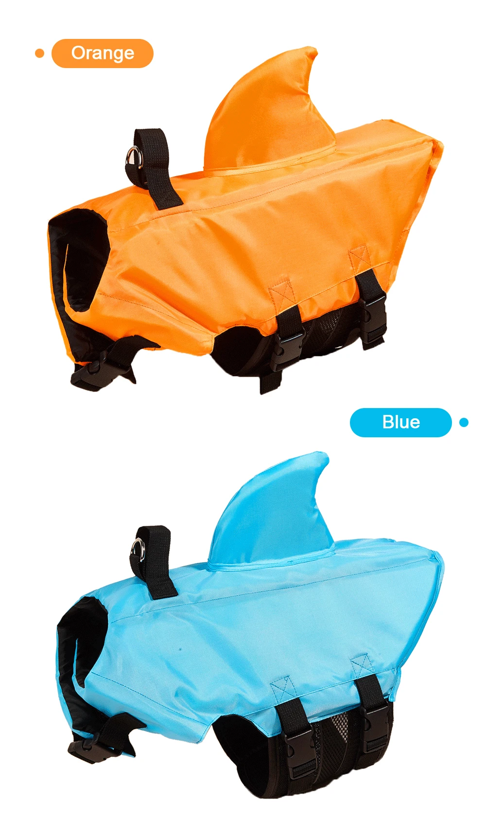 Hai-Hunde-Schwimmweste, verstärkter Auftrieb, Badekleidung für kleine Hunde, Sicherheitsweste mit Griff für mittelgroße und große Hunde beim Surfen – Detail 3