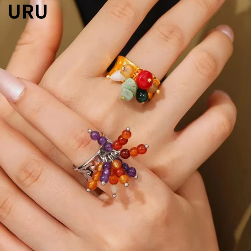 

Fashion Jewelry Luxury Temperament Colorful Bead Rings For Girl Women Gifts Pretty Design Accessories 2024 Trend New Hot Sale