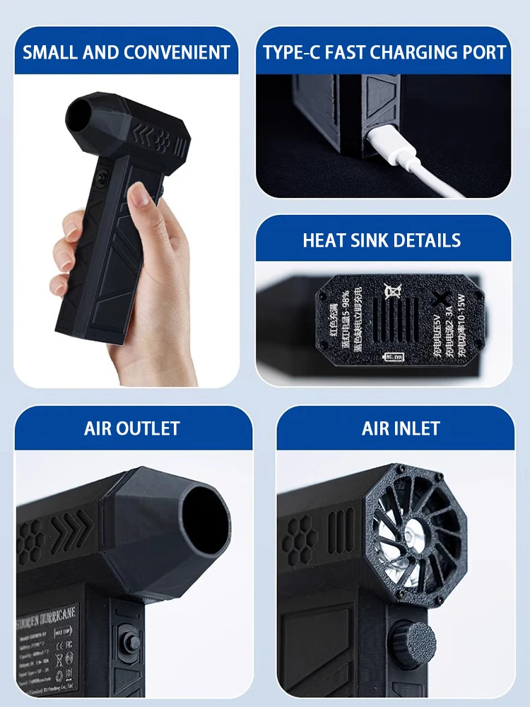 Imagem -04 - Portátil Handheld Eliminação de Poeira Jet Turbo King Kong Jet Fan Velocidade Ajustável Ventilador Forte em 1