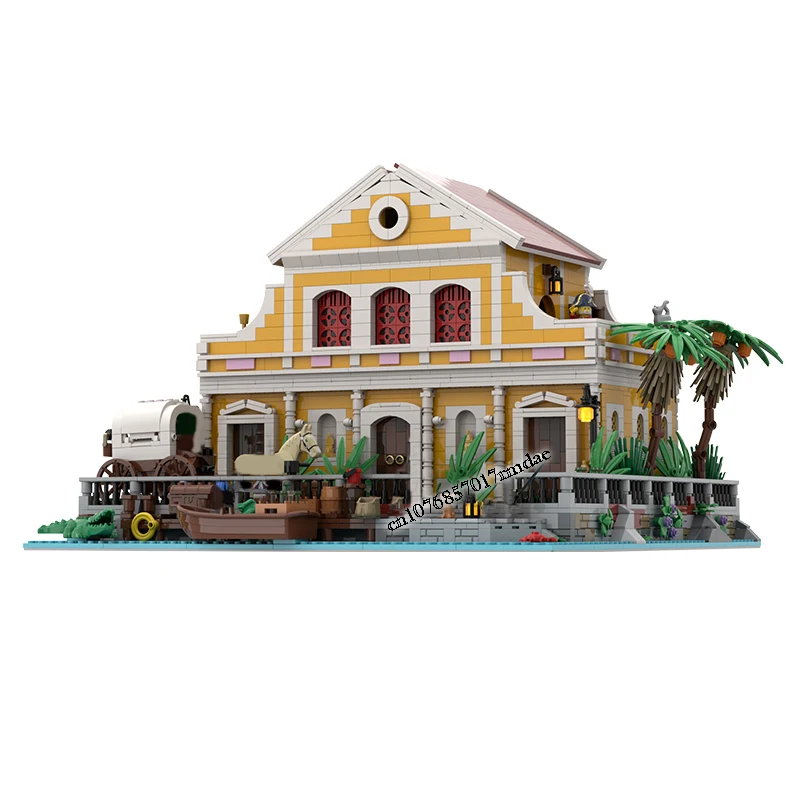 3843 pçs medieval pirata série mundial moc modularidade havana casa modelo de construção diy idéias criativas childtoy presente blocos de construção