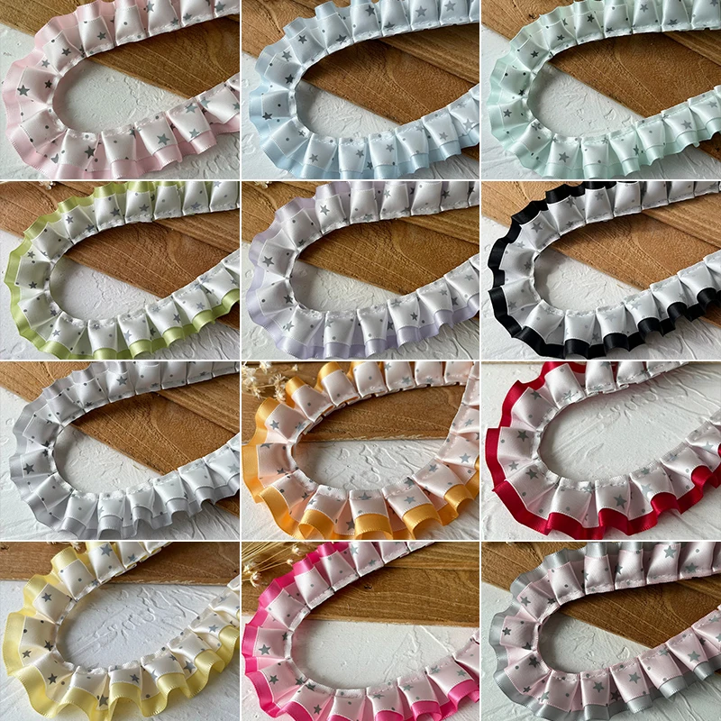 5m Star Dot Ruffled Ribbon Lace Trim DIY Craft Accessories for Clothes Handmade Bag Decoration Sewing Embellishment Fabric