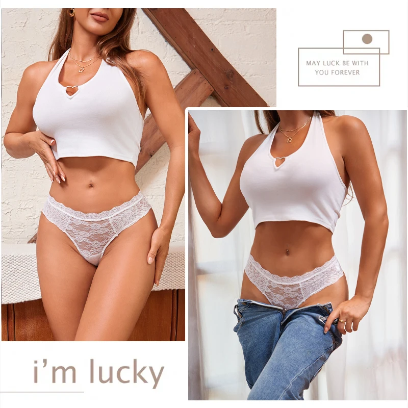 4PCS/Set Women Sexy Lace Panties Floral Lace Sexy Lingerie Female Underwear Breathable Low Rise Transparent G-String Thongs S-XL