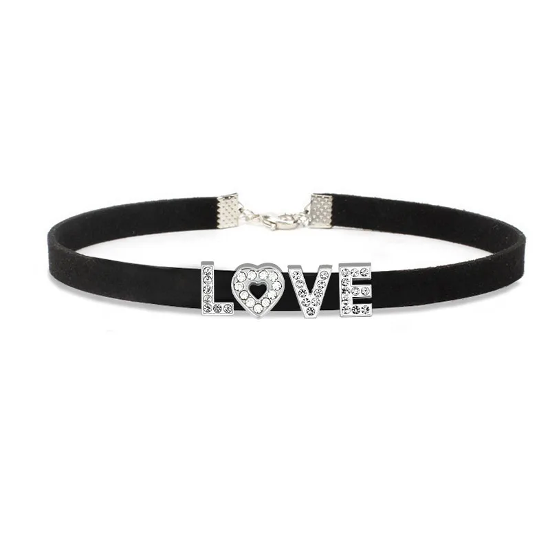 Harajuku strass lettera I love DADDY Choker collana per le donne nome personalizzato collane collare in pelle Cosplay gioielli fai da te