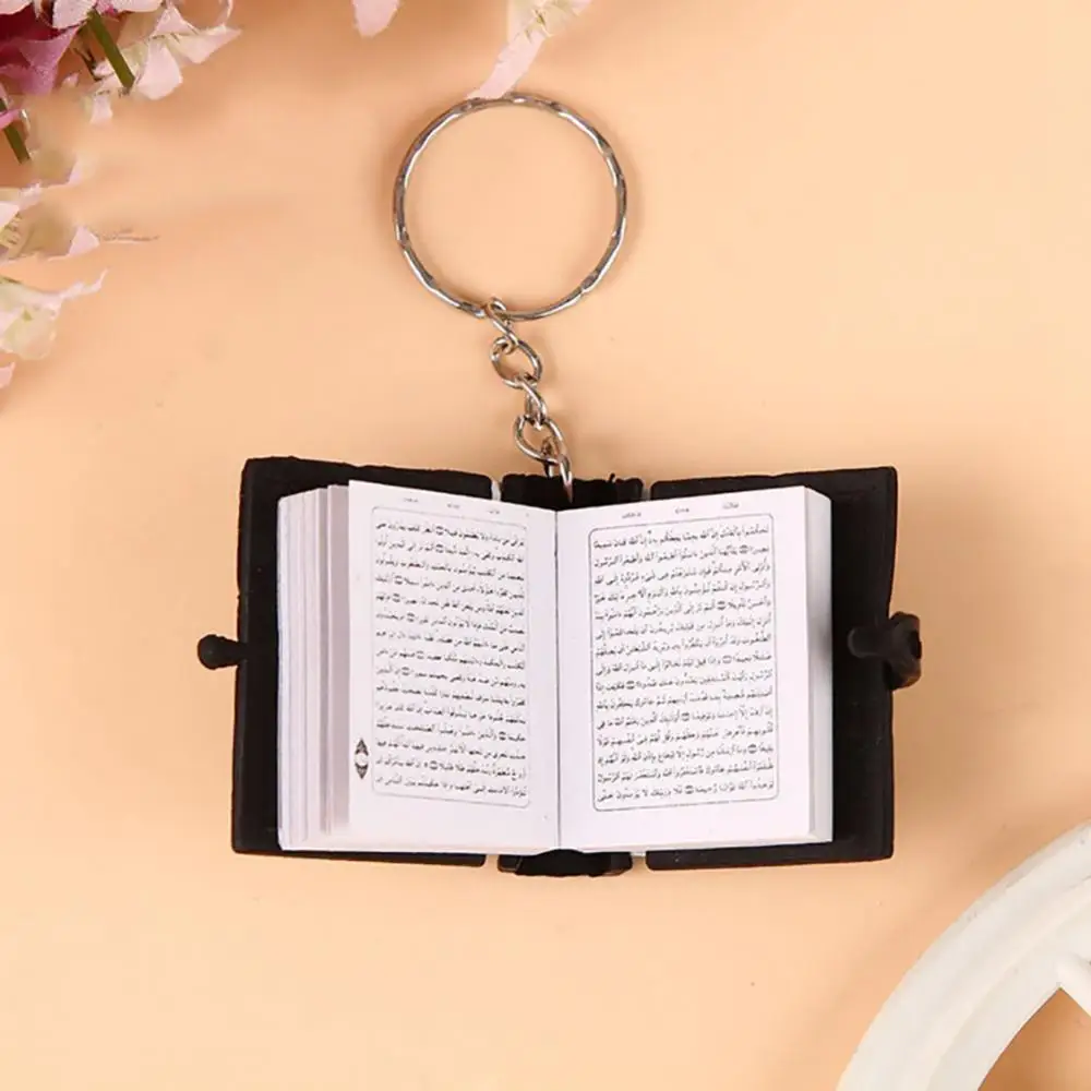 Mini Arabic Pendant Book Keychain Bag Car Hanging Key Ring Birthday Gift Real Paper Can Read Arabic Keychain Muslim Jewelry