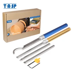 TASP Woodturning Tool Set Carbide Inserts Cutter 6 in 1 Wood Turning Tools Swan Neck Aluminum Handle for Woodworking Lathe