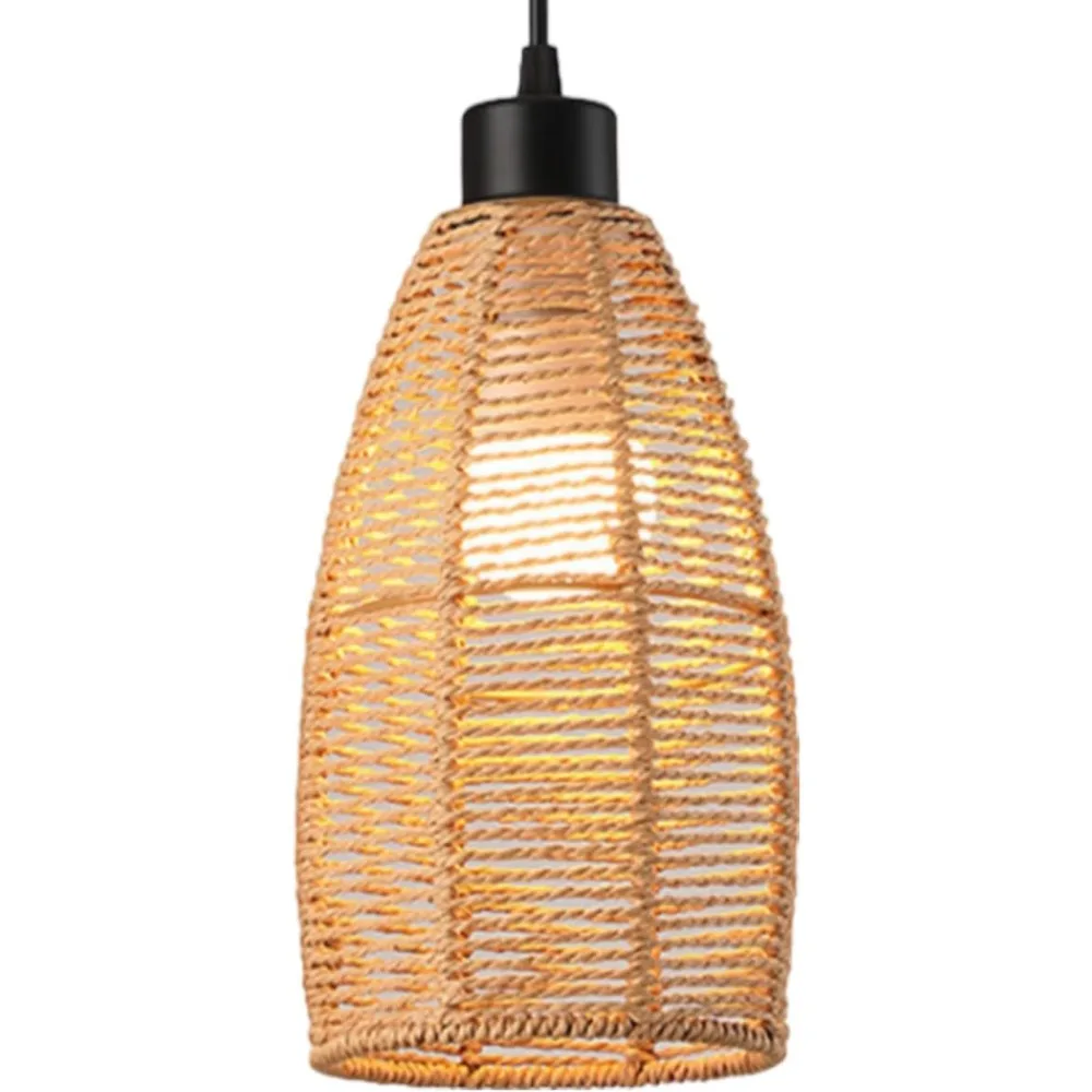

Boho Rattan Pendant Light Wicker Chandeliers Woven Lampshade Ceiling Hanging Lights for Living Room Bedroom Hallway Kitchen E27