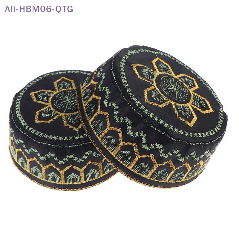 [New] Cotton Polyester Embroidery Men Prayer Caps Arab Muslim Leisure Saudi Arabia Hat Headscarf Clothing Turban Saudi Cap