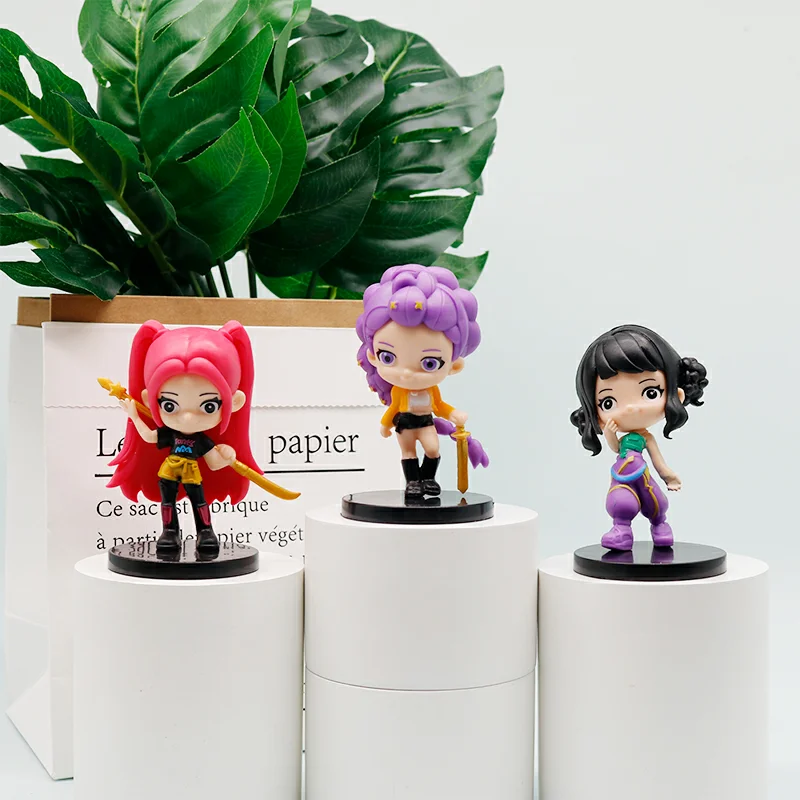 10pcs Anime Demons Hunters Figure Rumis Miras Zoeys Tiger Figurine Toy Desk Decoration Statues Ornament Birthday Gift For Ki