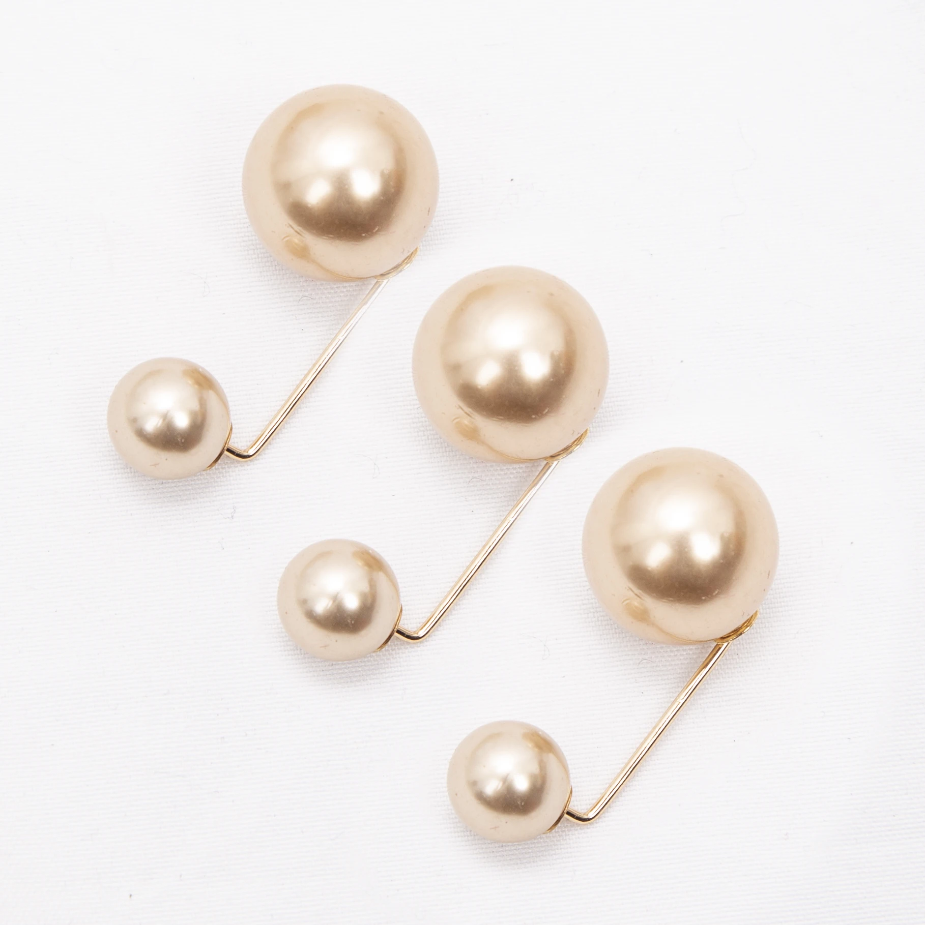 3pcs Women’s Double Pearl Brooches Set, Elegant Accessories