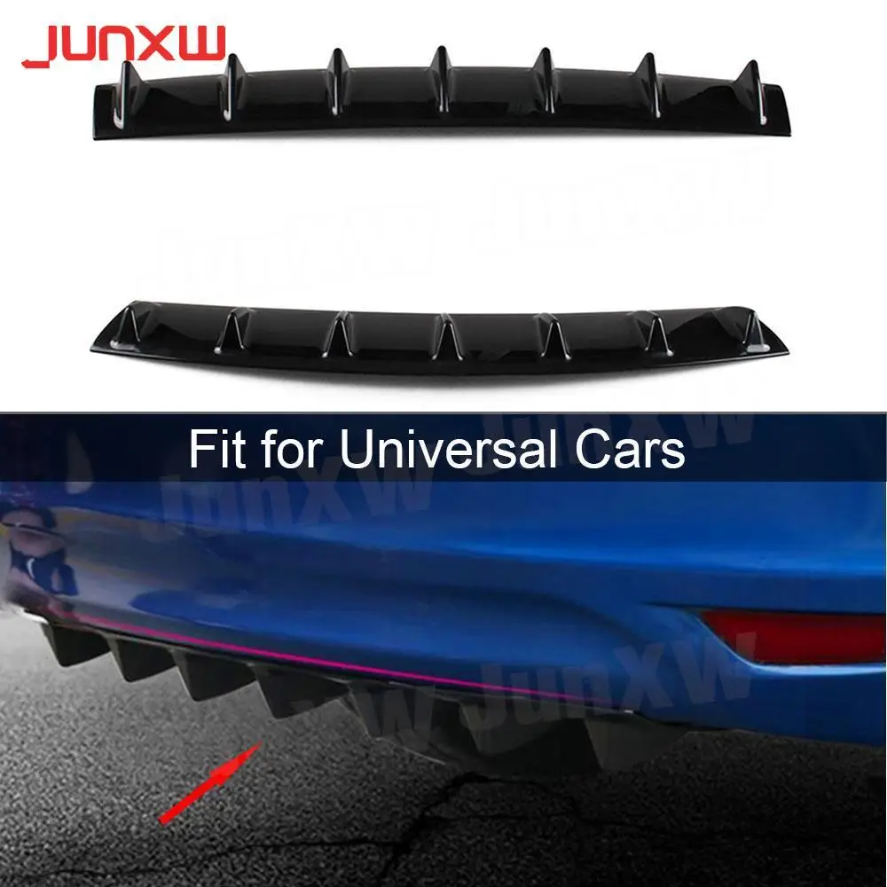 

ABS Gloss Black Rear Bumper Diffuser Lip Spoiler Shark Fin Kit Fit for Universal Cars Car Styling Carbon Fiber Look