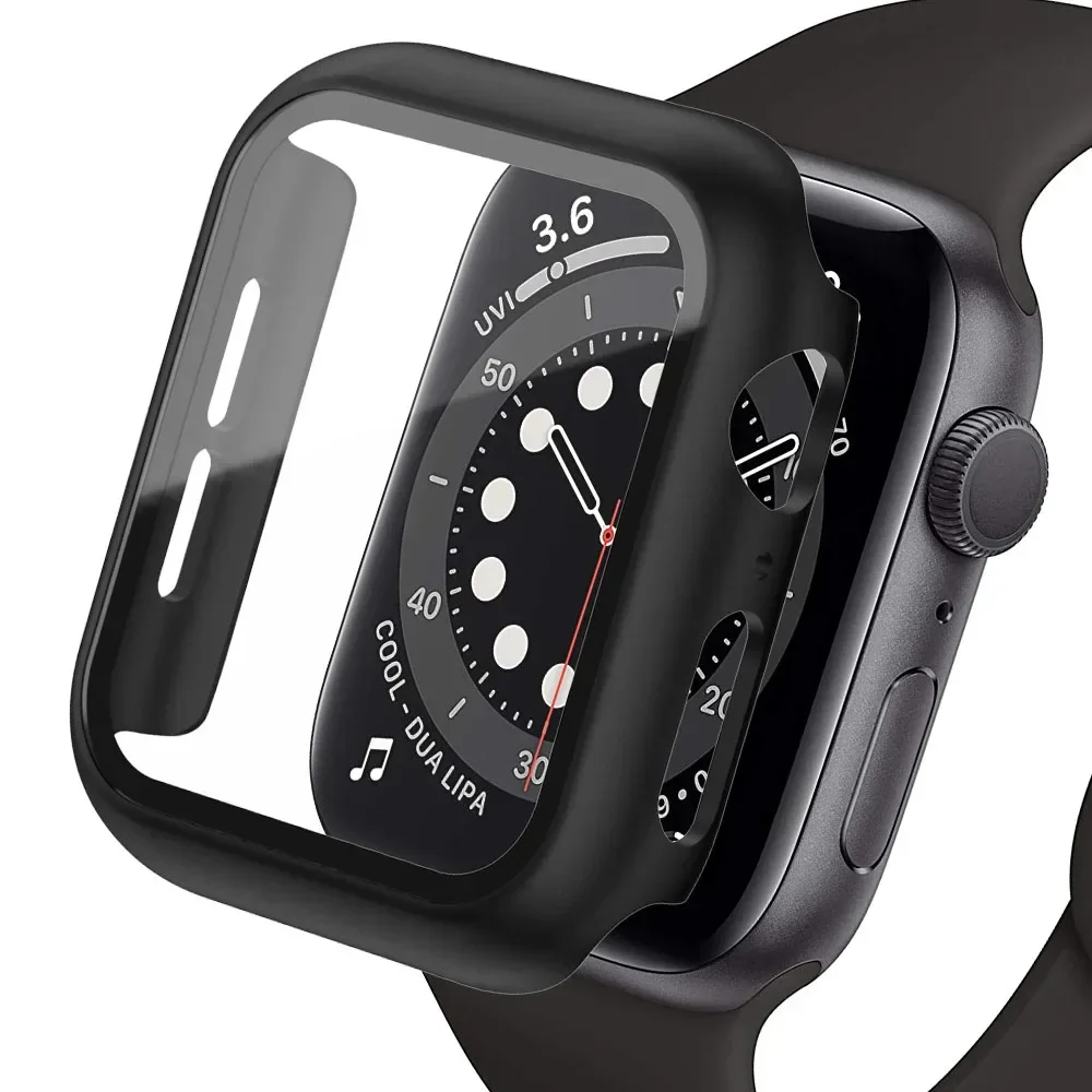 Gehard glas + cover voor Apple Watch Case Accessoires 45 mm 41 mm 44 mm 40 mm 42 mm Screenprotector Apple Watch serie 9 4 5 6 SE 7 8