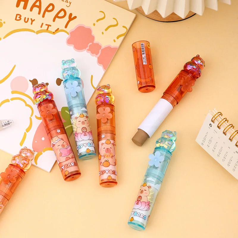 30 Pcs Crystal Capybara Luminous Eraser Cute Shape Rotating Out The Core Erasers Stationery
