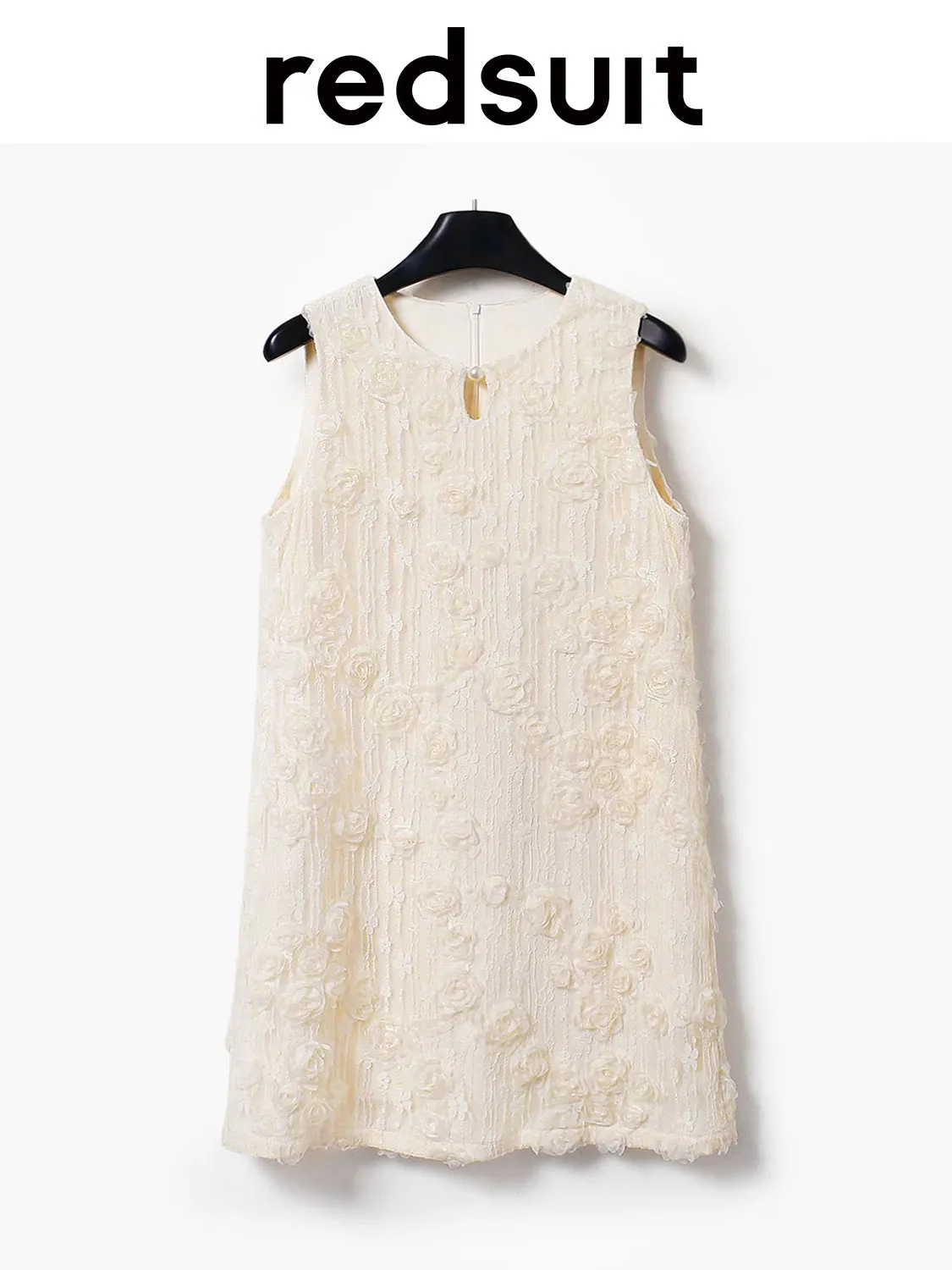 

New Hollow collar three-dimensional jacquard yellow sleeveless thin dress custom size