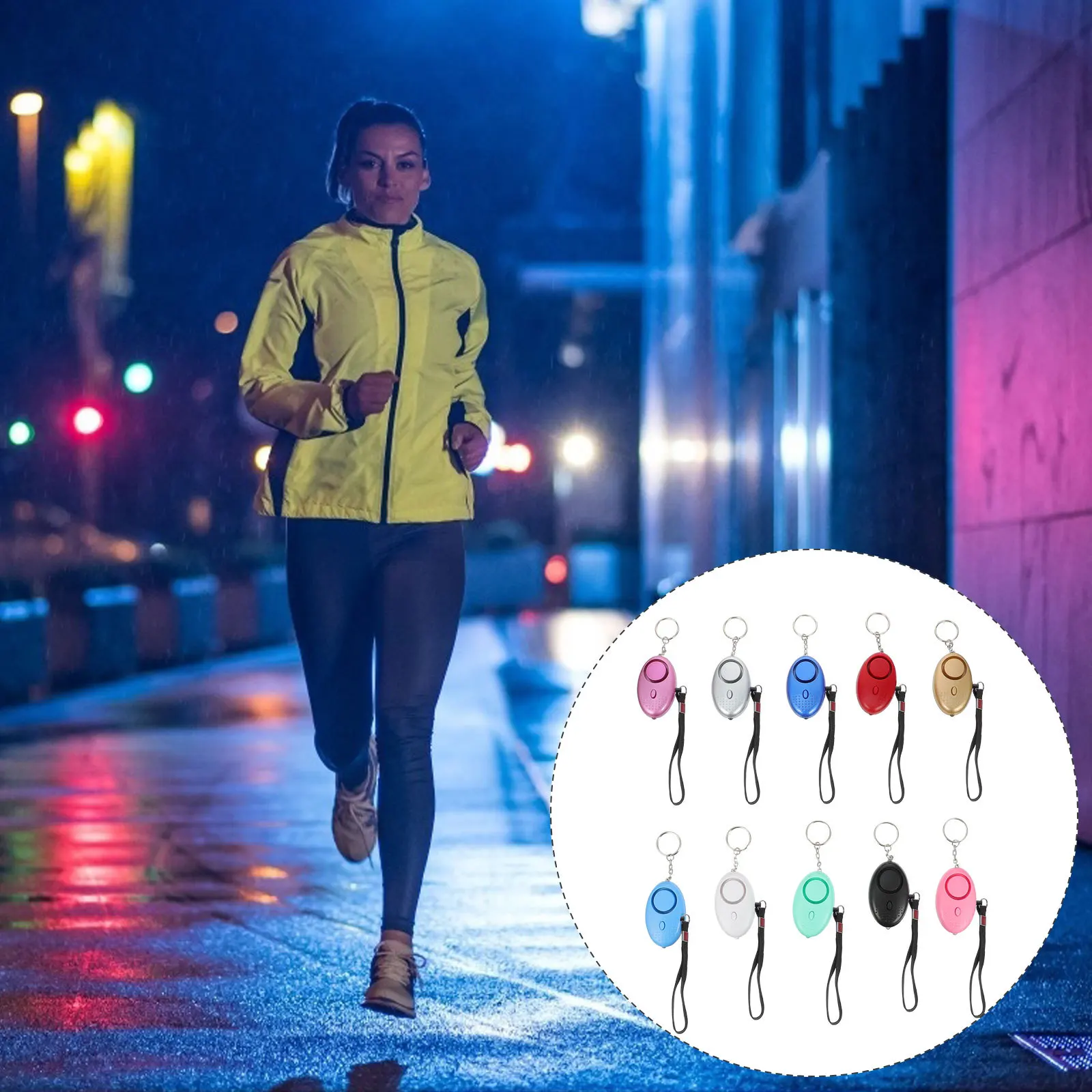 10 szt. Osobisty alarm bezpieczeństwa, alarm awaryjny, brelok alarmowy, głośny alarm 130dB, syrena, światło LED do wędrówek, biwakowania, ochrona nocna