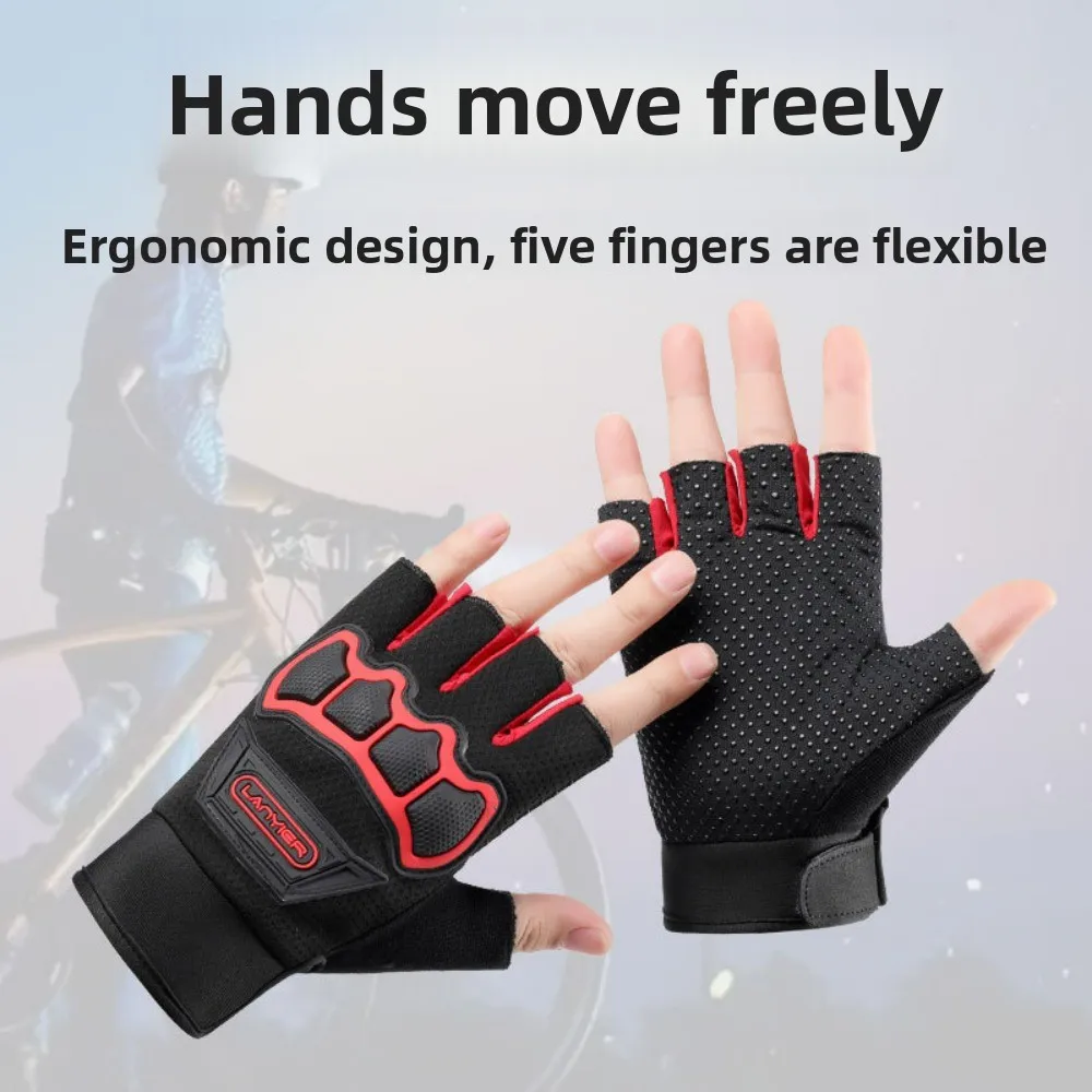 Summer Fingerless Cycling Gloves-Breathable Anti-Slip Wear-Resistant Gloves for Gym Training Motorcycle Riding&Crash Protection