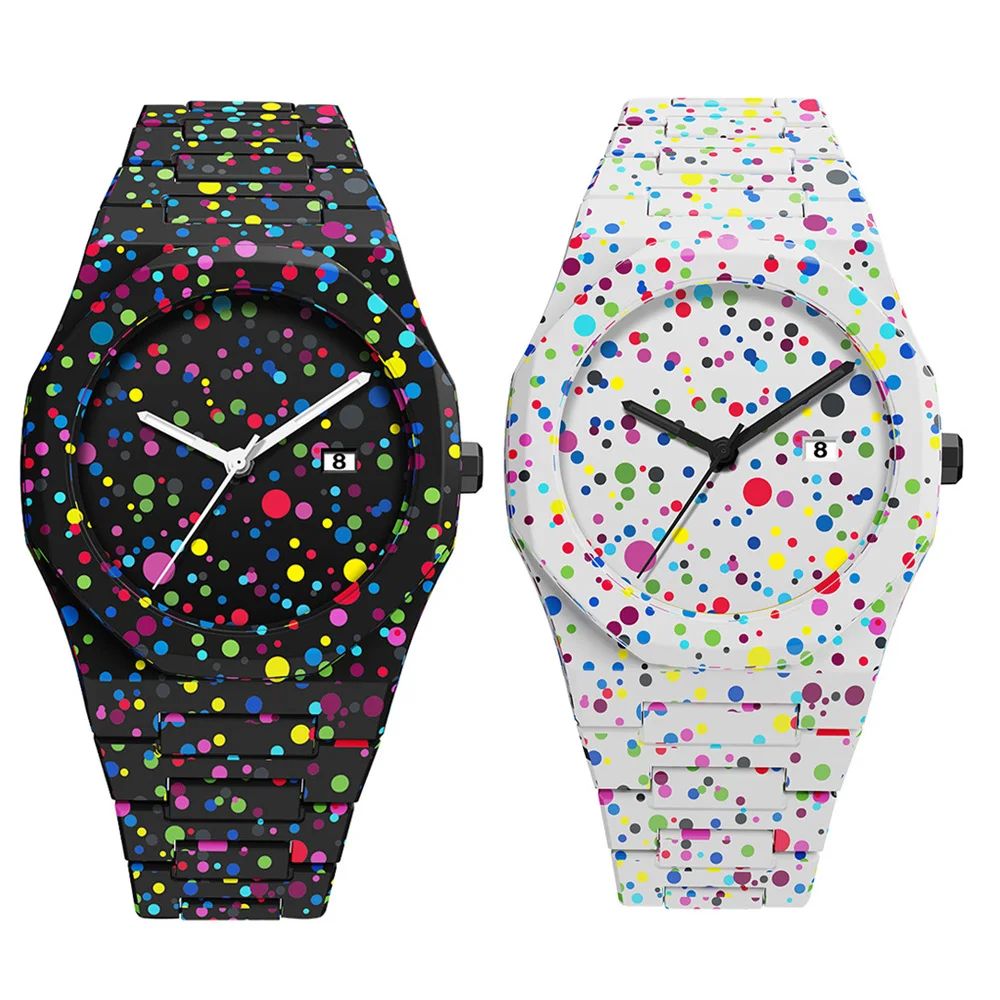 Multicolor dots Minimalist Creative Sports and Leisure Watch Design Waterproof Quartz Watch