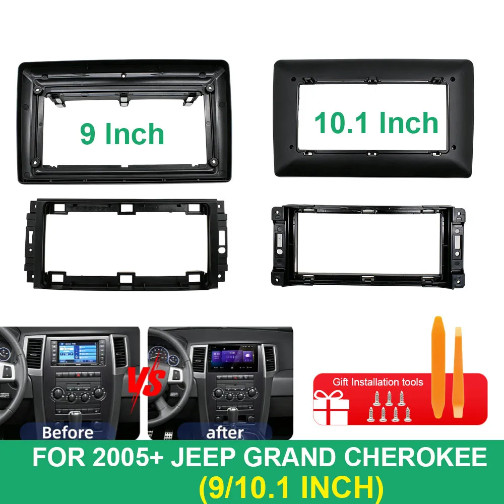 For Jeep Grand Cherokee 2005+ 9/10.1 Inch Android Car Radio Fascia Dash Frame Stereo Installation Kit