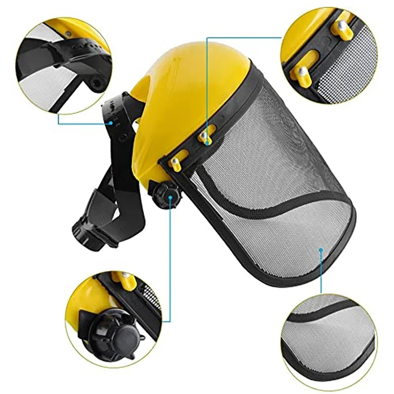 Casco de seguridad con visera de malla de cara completa para jardín, desbrozadora, protección forestal, alta calidad