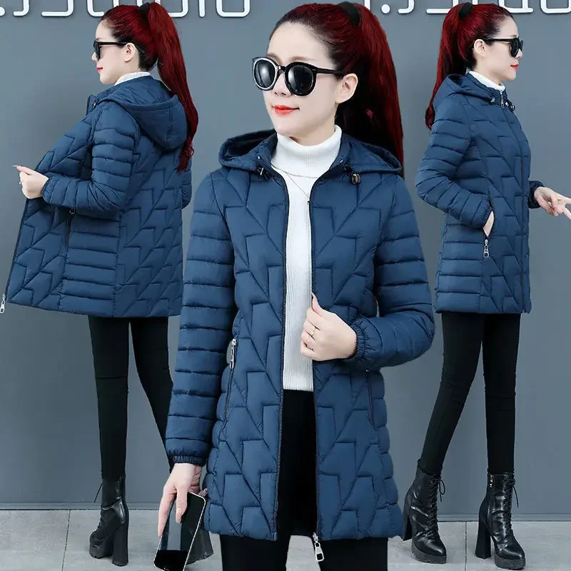 Winter Slim Hooded Parka for Women Cotton Jacket Comfort Casual Coat Warm Outerwear Mom Clothing Lady Autumn Fashion 2024 New