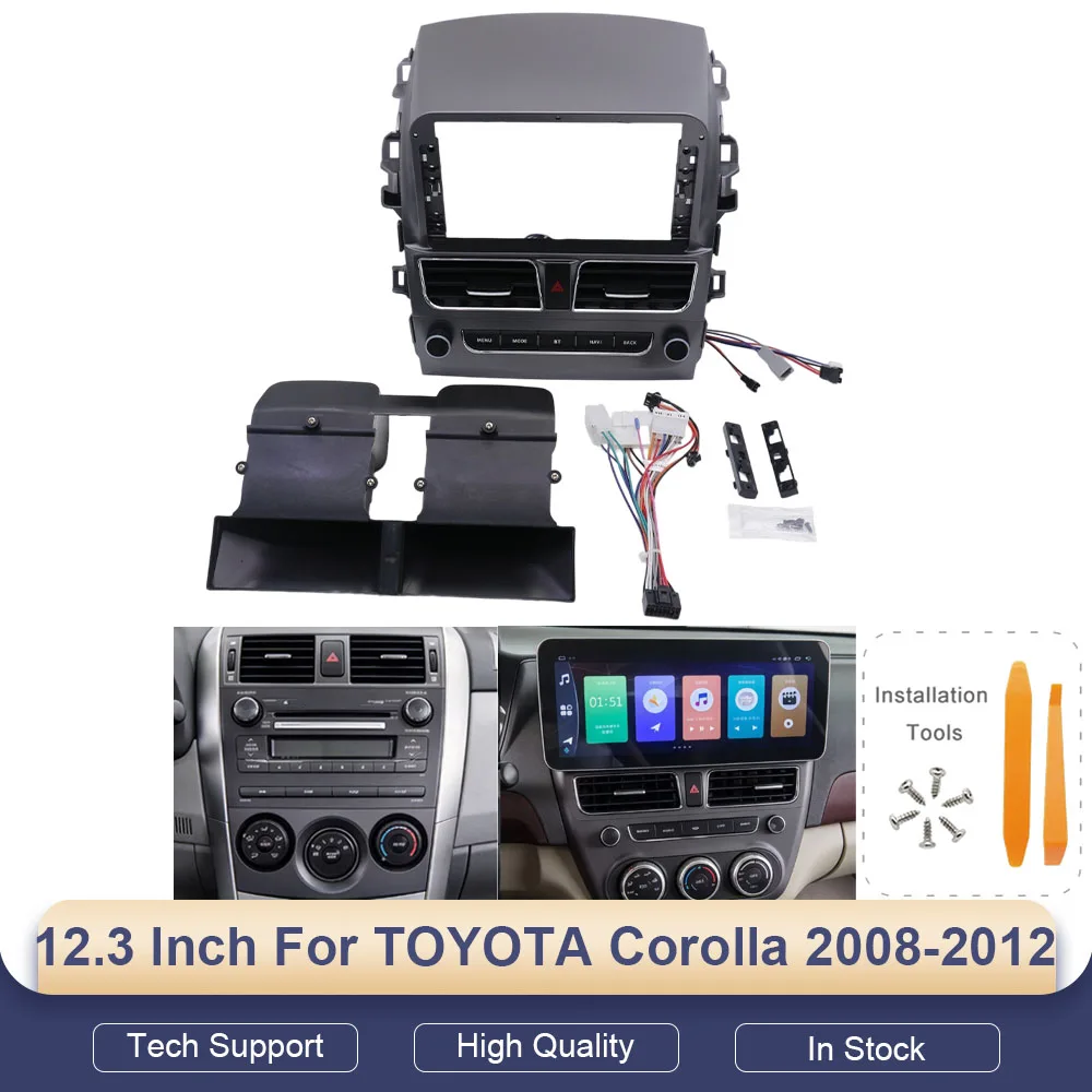 12.3 Inch Car Radio Fascia For Toyota Corolla 2008-2010 Button Version ABS Dash Kit Frame