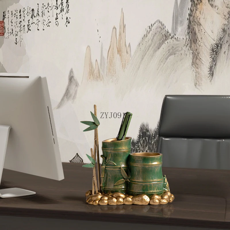*Merchandise Pen Holder Ornament Send Teacher Gifts Office Decorations Desk Desktop Advanced Sense Bamboo