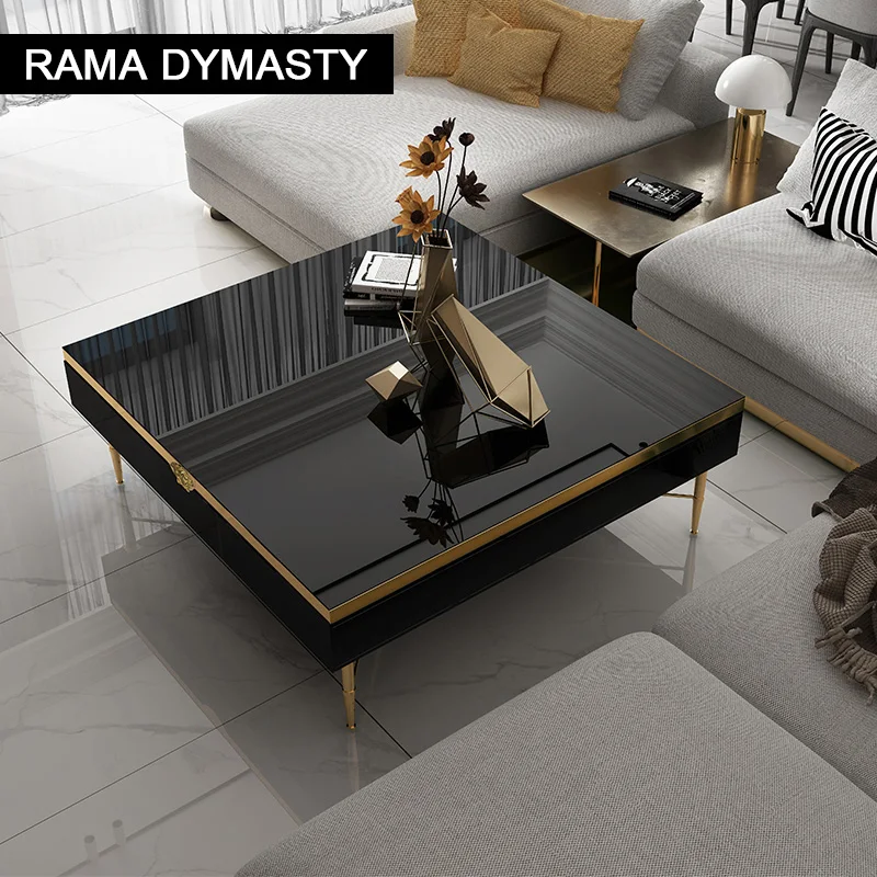 Modern Morocco New Classical Postmodern Square Stainless Steel Coffee Table Tea Table for Living Room