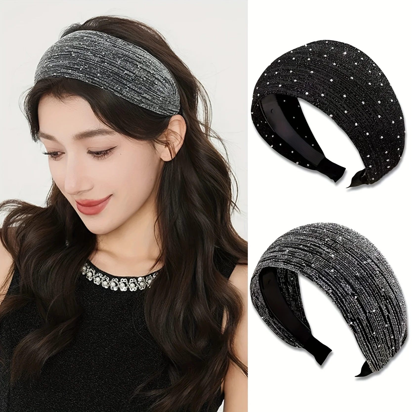 Hochkroniges Haarband, Vollmond-Stern-Haarband mit breiter Krempe, vielseitiges breites Haarband für Damen, Valentinstagsgeschenk – Detail 1