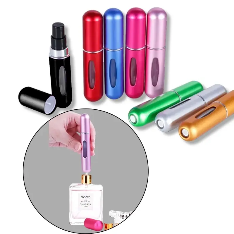 Garrafa Recarregável Portátil com Cabeça de Imprensa, Recipiente Líquido para Cosméticos, Spray Bottling Dispenser, Carga Inferior, Viagem, 5ml