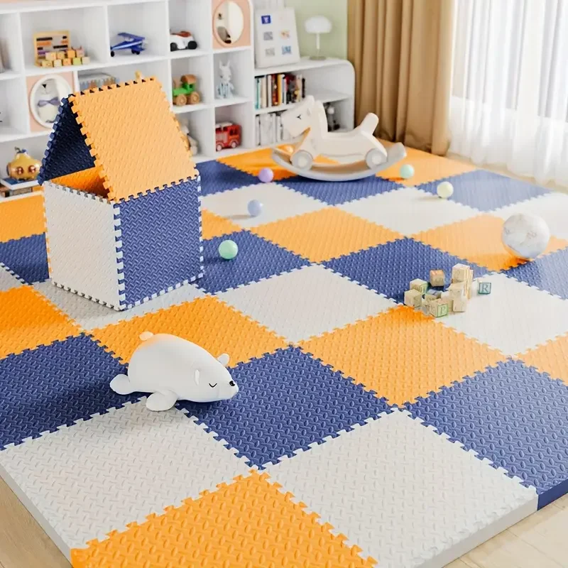 6/12 Pcs Children's Foam Flooring EVA Interlocking Non Slip Patchwork Mats Thick Solid Color Play Mats Soft Non Toxic Floor Mats view 2
