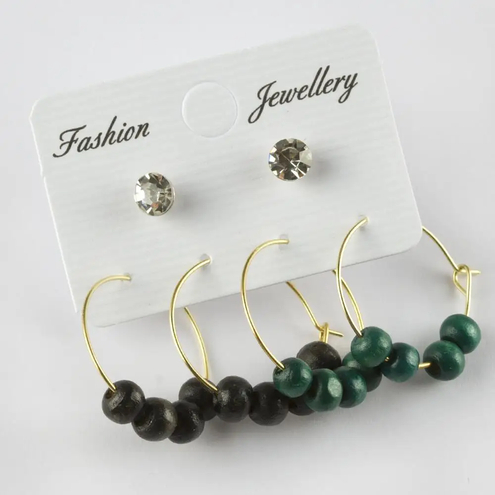 4'lü Gemstone Beads Ring Earrings