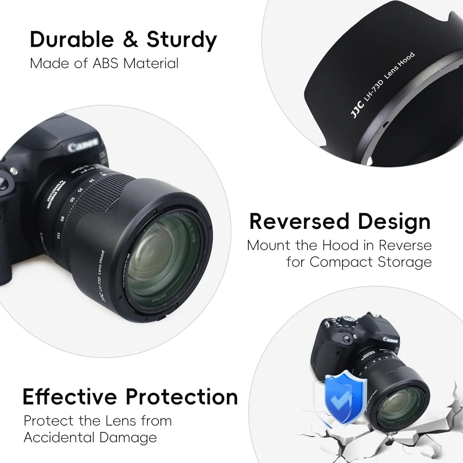 JJC EW-73D Lens Hood Compatible with Canon EF-S 18-135mm F3.5-5.6 IS USM RF 24-105mm F4-7.1 IS USM Lens for EOS R6 80D 77D 60D