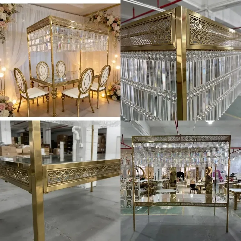 Elegant tempered glass dining table set Custom wedding chairs and tables, suitable for banquet hall hotel event