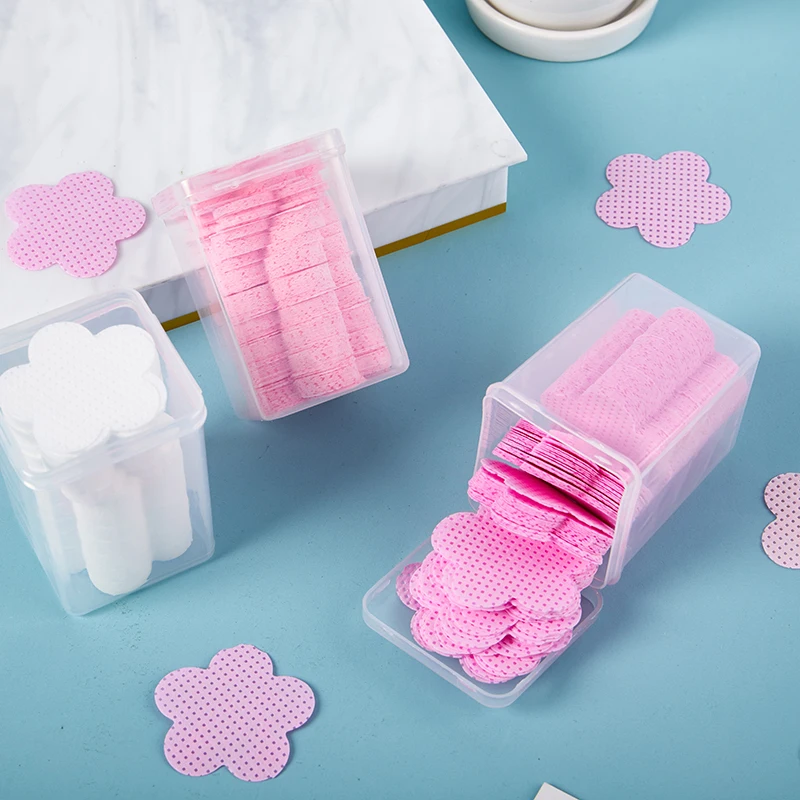 Lingettes non pelucheuses pour dissolvant de vernis à ongles, tampons en coton blanc et rose, serviettes en papier pour outils de livres de manucure, 200/500 pièces