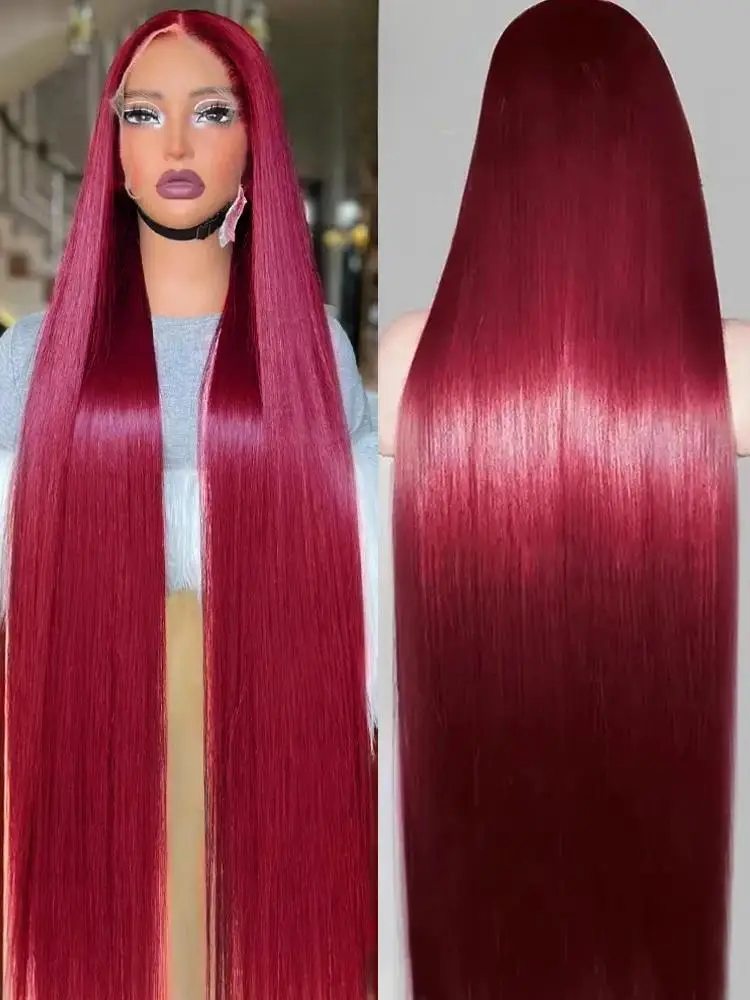 

Парик из натуральных волос 99J Burgundy, 13x4, с кружевной передней частью, 240% плотность, предварительно выщипанные пряди, винно-красный, 13x6 HD, прямой парик с кружевной передней частью из натуральных волос