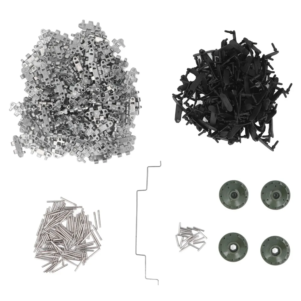 Piezas de Plástico para Tanques a Escala, Kit de Accesorios de Repuesto para Vías de Tanques RC, Piezas de Vías a Escala Completa Plateadas para WPL E-1/GAZ-71 Crawler