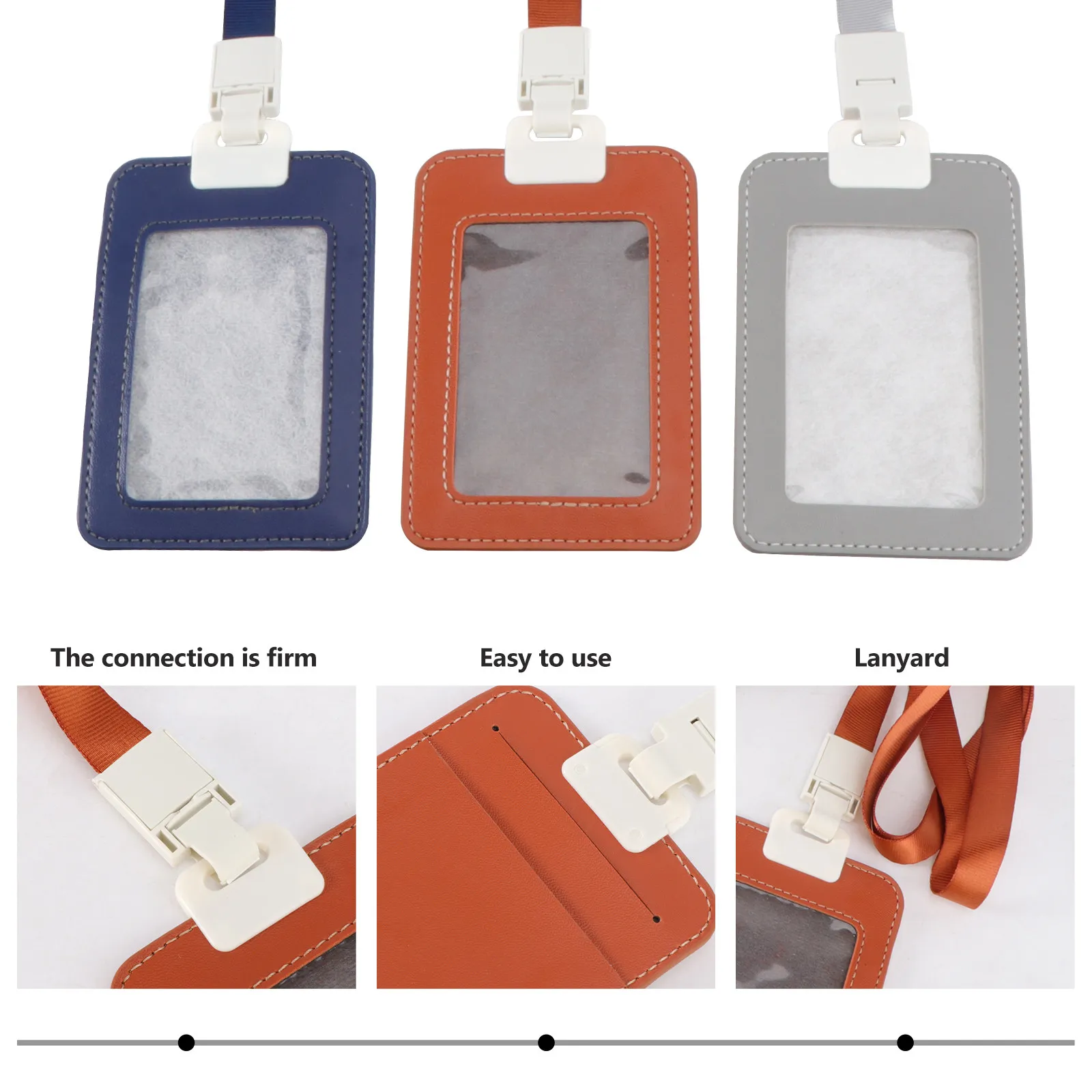 

Набор из 3 элегантных вертикальных держателей для ID-карт из ПУ с прозрачной передней крышкой, легко вставляемыми и извлекаемыми, для деловых пропусков