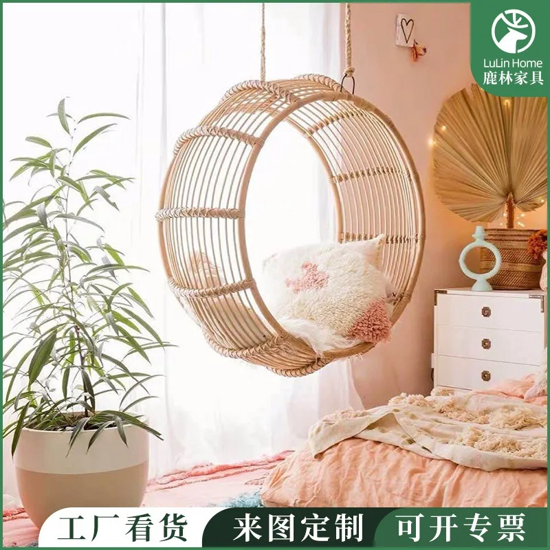 

Nordic ins children's swing generation simple lazy handmade plant rattan B & B hotel indoor Internet celebrity hanging chair now