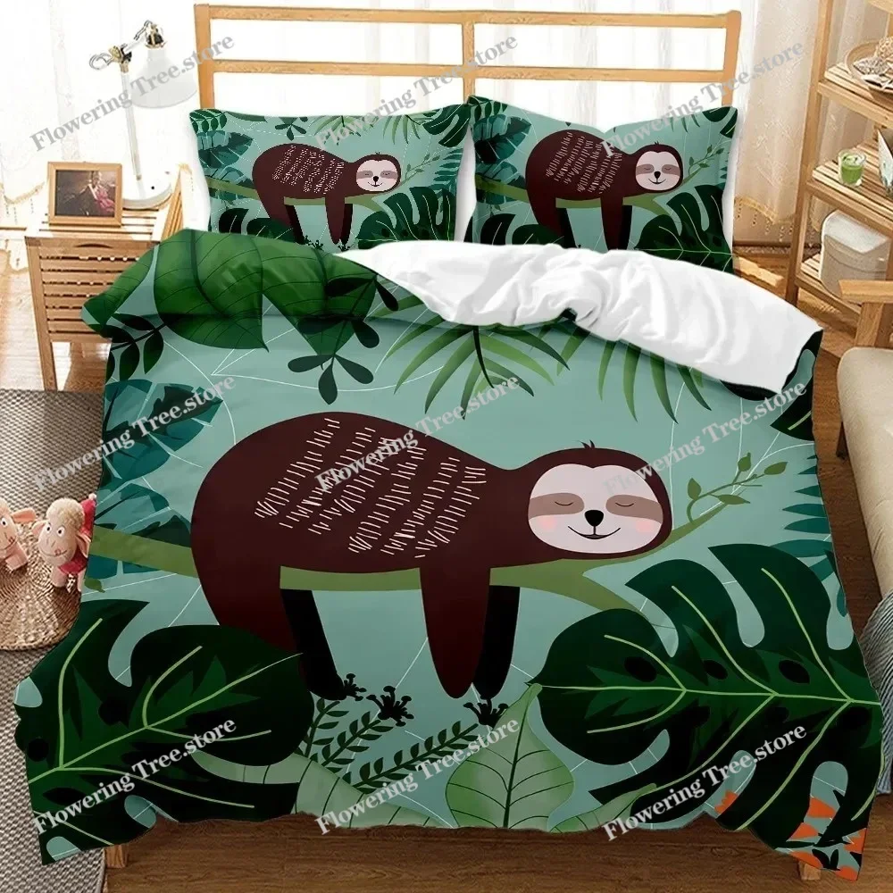 Sloth Duvet Cover Set Cartoon Space Sloth Bedding Set Sloth Animal Comforter Cover Double Queen King Size Polyester Quilt Cover