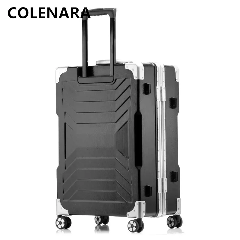 COLENARA-equipaje con marco de aleación de aluminio para hombre y mujer, caja de código de embarque, Maleta rodante, 20/24/29 pulgadas