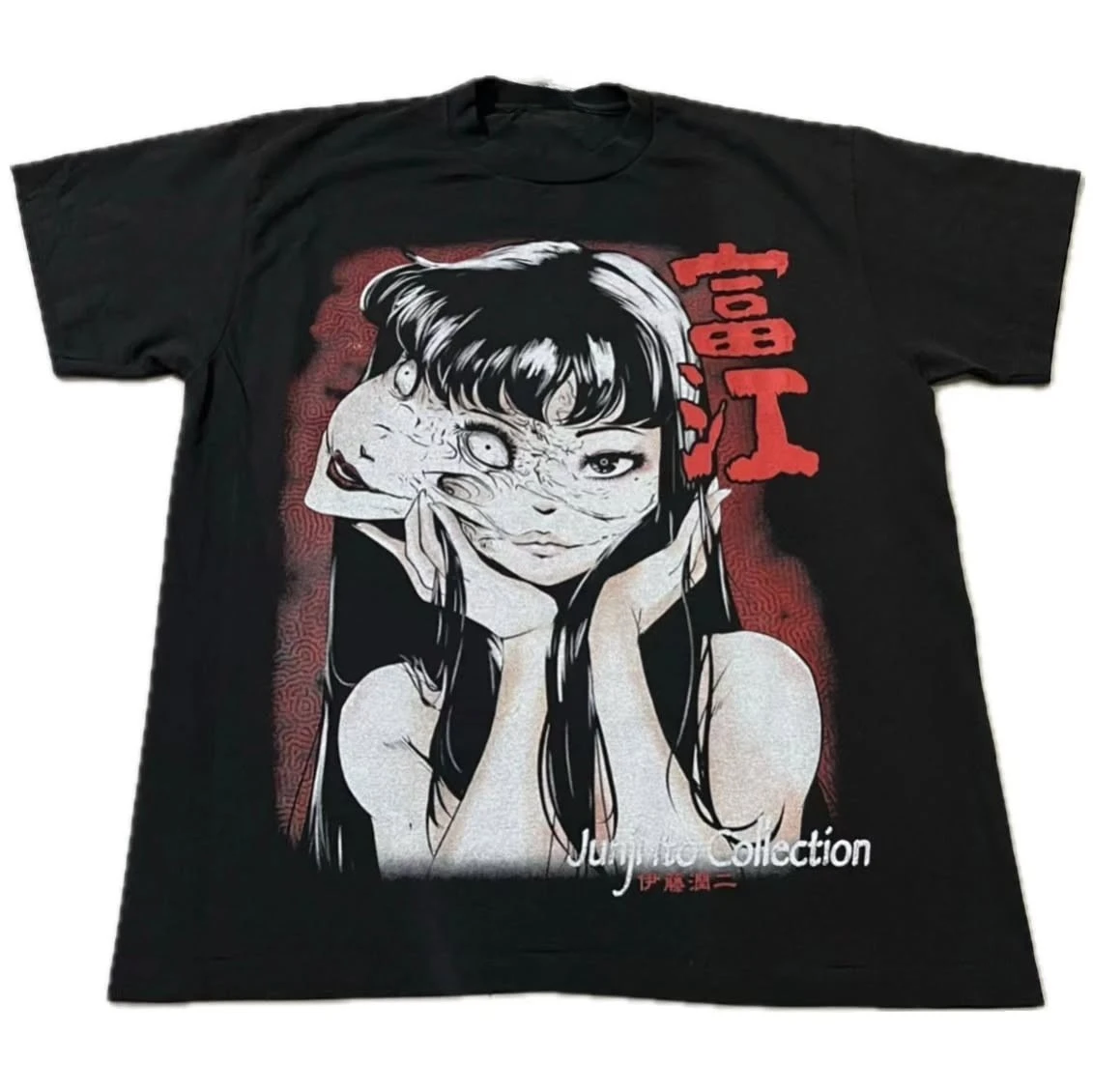 Junji Ito Tomie Anime Horror Manga Split Face Grafik T-Shirt Baumwolle Herren Damen T-Shirt Sommer Streetwear – Detail 2