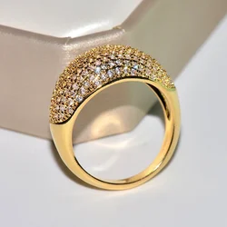 Real 18k Anéis de Ouro para Mulheres, Luxo Completo Diamante Jóias Finas, Casamento Aniversário Festa Presente, Namorada e Esposa Presente