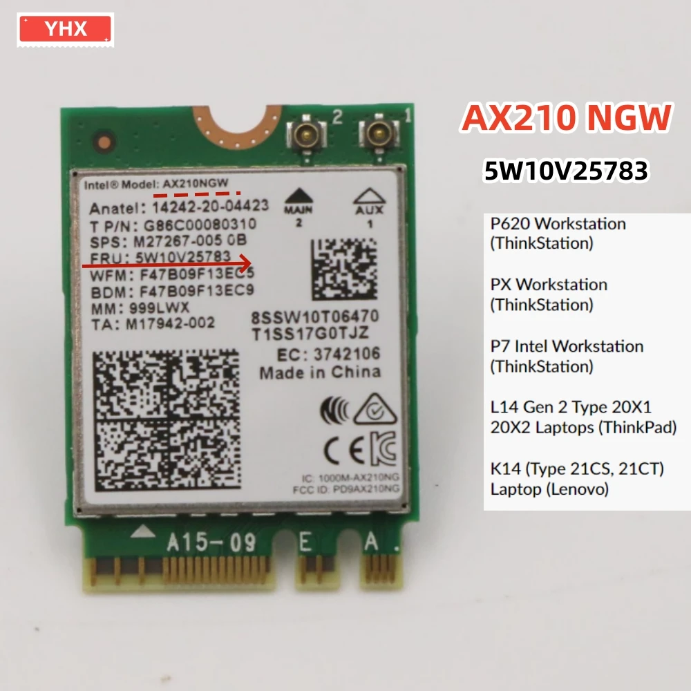 AX210NGW For Lenovo P620 PX Workstation p7 intel l14 gen K14 Series 5W10V25783 5W10V25784 WIFI Wireless network card module