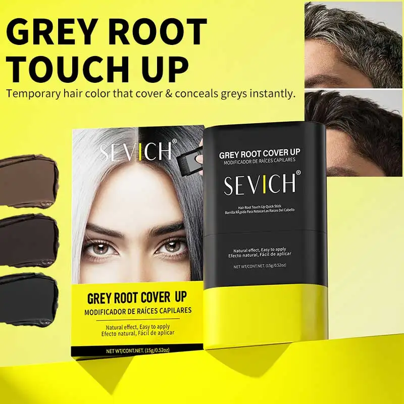 

Quickly Cover Gray Hair Waterproof Hair Concealer Plant Hairline Root Concealer Stick Black Hair Brush Portable Hair Dye Stick