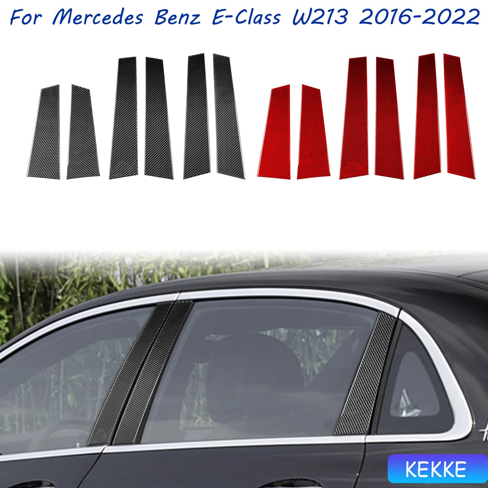 

For Mercedes Benz E-Class W213 2016-2022 Outer B-pillar Decal Trim Real Carbon Fiber Sticker Car Interior Accessories