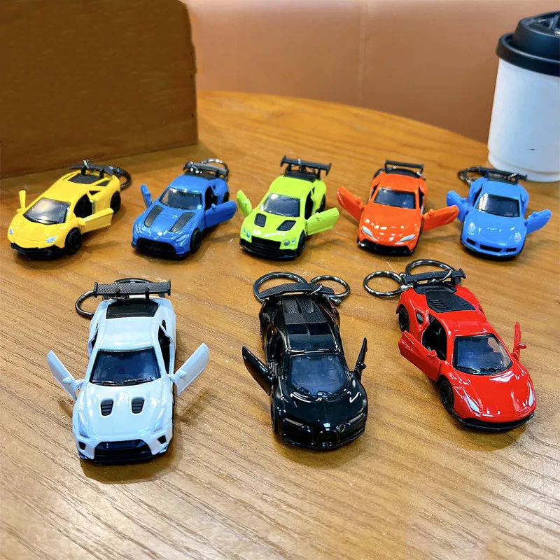 Fashion Alloy Convertible Sports Car Key Chain Pull Back Model Pendant Cute Simulation Racing Keychain Cool Bag Gift